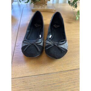 Report 7M  Glitter Fashion Ballet Slip On Flats With Bow Detail Black